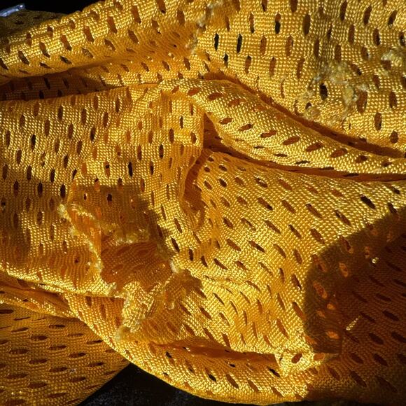 Johnny Mack Sports Yellow Mesh Jersey Shirt XL Vintage Made USA Damage Shown - Picture 9 of 9